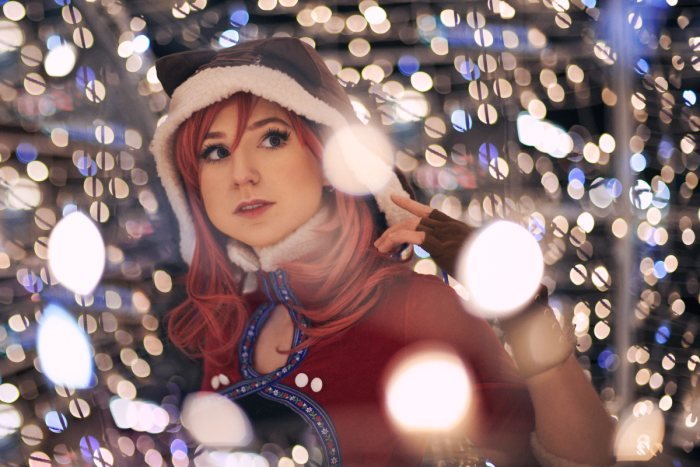 Portrait cosplay, lumières en bokeh